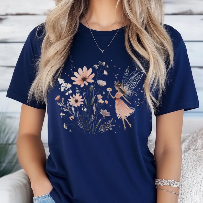 Fairycore Wildflower Tee, Boho Floral Shirt (Relaxed Fit, Cotton) image 5