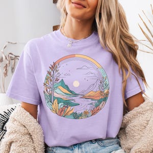 Boho Mountain Shirt: Soft Comfort Colors, Nature Graphic Tee image 2