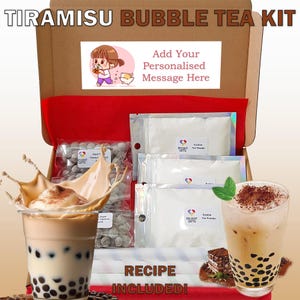 DIY Tiramisu Bubble Tea Kit – Letterbox Gift | 3 Servings | Includes Tapioca Pearls, Straws & Recipe | Vegetarian | Halal | Free Sticker