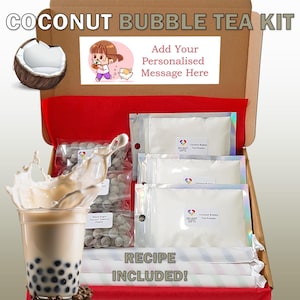 DIY Coconut Bubble Tea Kit – Letterbox Gift | Make 3 Servings at Home | Includes Tapioca Pearls & Recipe | Vegetarian | Halal | Free Sticker