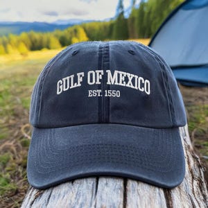 Gorra bordada del Golfo de México, gorra de la Costa del Golfo, gorra estadounidense del Golfo de México, gorra política, gorra vintage lavada, gorra sutil anti-Trump