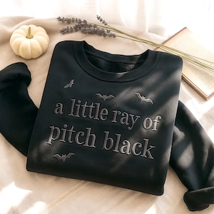 A Little Ray of Pitch Black Bat Tee Embroidered Sweatshirt, Sarcasm Embroidery Shirt, Funny Gift For Halloween, Dark Humor Gothic Style