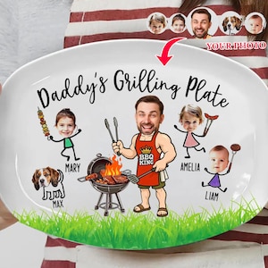 Dad’s Grilling Plate, Father’s Day Gift From Kids, Personalized Grilling Plate, Custom Grilling Plate Gift With Kids Names, BBQ Gift For Dad