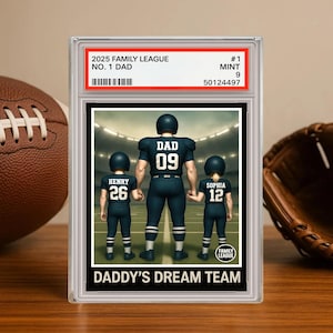 Voetbal nr. 1 Dad Man & Kids Trading Card-stijl Gepersonaliseerde acrylblokplaat, Vaderdagcadeau voor voetbalvader, cadeaus voor echtgenoot