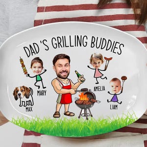 Dad’s Grilling Plate, Father’s Day Gift From Kids, Personalized Grilling Plate, Custom Grilling Plate Gift With Kids Names, BBQ Gift For Dad