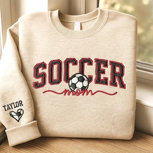 Custom Soccer Mom Embroidered Sweatshirt, Mom Soccer Sweater, Soccer Mama Shirt, Gift for Soccer Mom, Fall Soccer Season Shirt