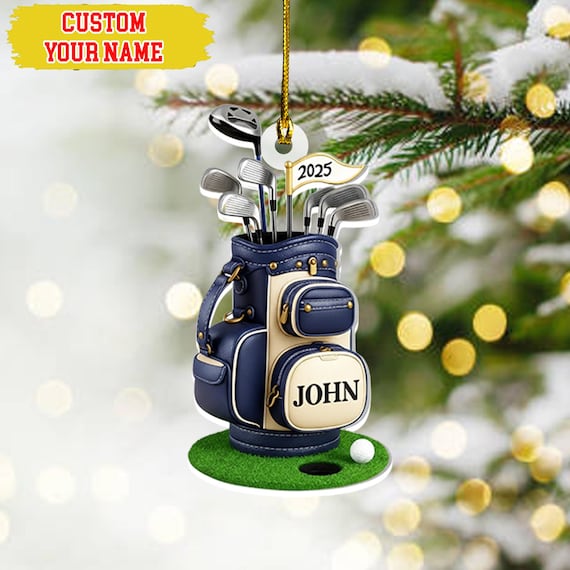 Personalized Golf Bag 2D Flat Ornament, Custom Name Golf Lover