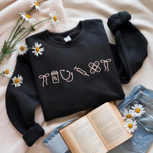 Nurse Icon Sweatshirt, Nursing icons Emboridered Sweatshirt, Embroidered Sweatshirt, gifts for nurses