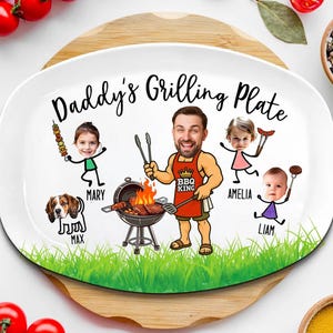 Dad’s Grilling Plate, Father’s Day Gift From Kids, Personalized Grilling Plate, Custom Grilling Plate Gift With Kids Names, BBQ Gift For Dad