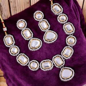 Royal Polki Necklace Set with Matching Earrings - Bridal & Occasion Wear
