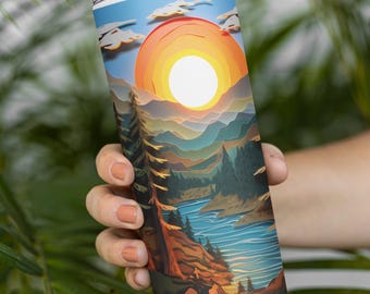 Vaso delgado con tapa y pajita, 20 oz, entusiastas de la naturaleza, diseño cottagecore, inspirado en el bosque