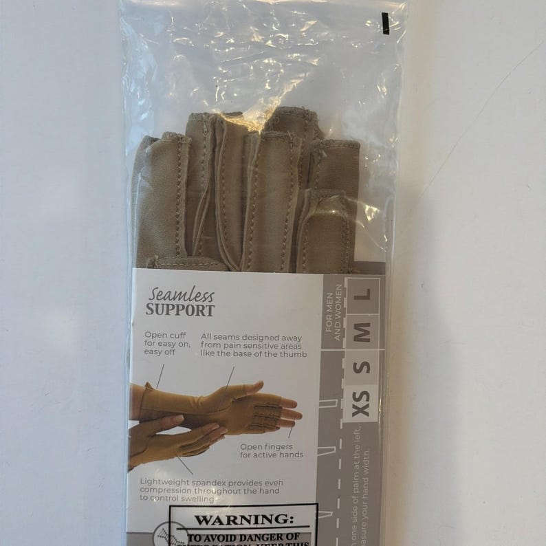 Isotoner Therapeutische Handschuhe Offener Finger Camel Größe Große Kompression Schmerzlinderung Bild 5