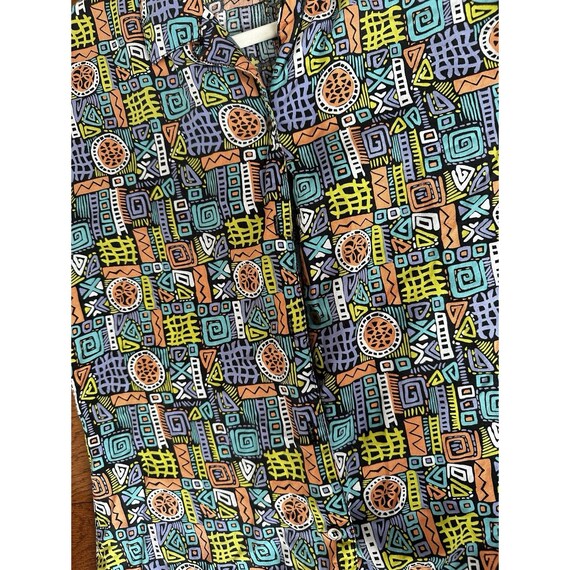 Vintage Esprit Abstract Geometric Print Button Do… - image 7