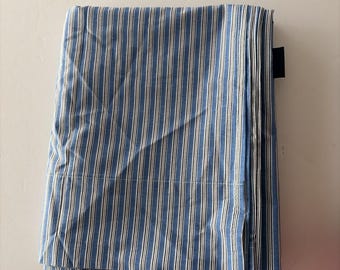 Vintage Ralph Lauren Full Flat Sheet Blue White Navy Stripe 100% Cotton USA