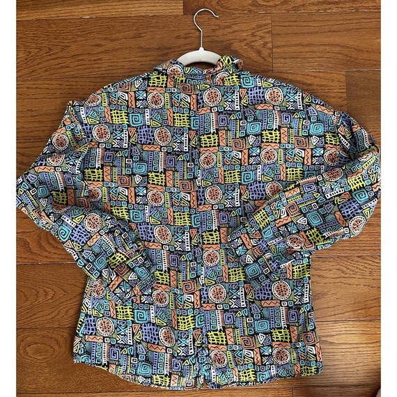 Vintage Esprit Abstract Geometric Print Button Do… - image 3