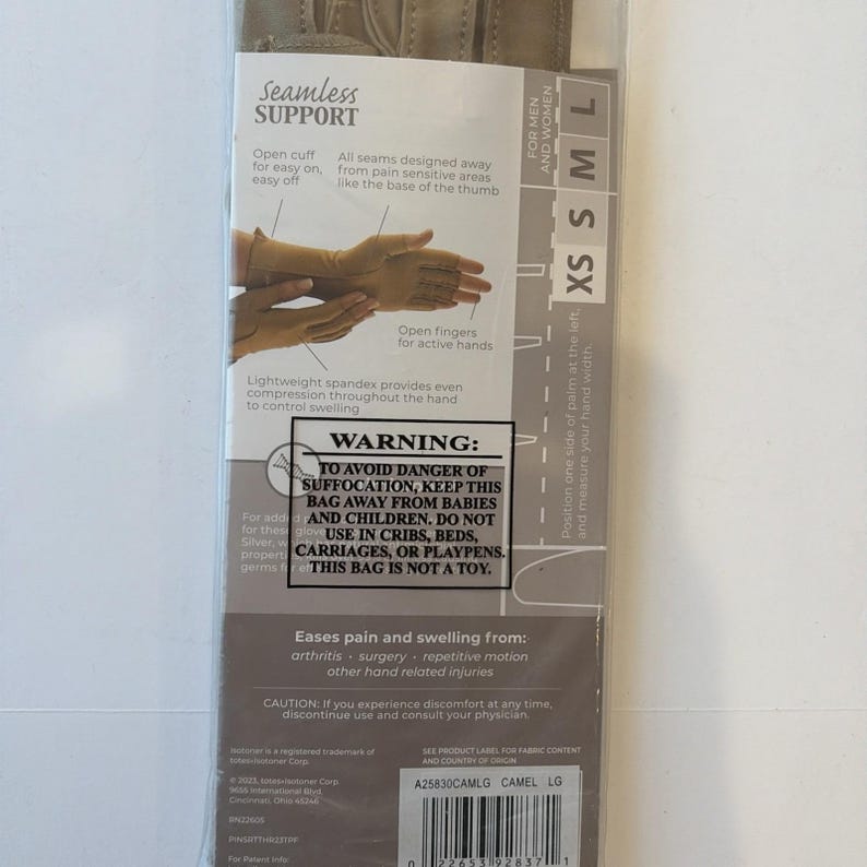 Isotoner Therapeutische Handschuhe Offener Finger Camel Größe Große Kompression Schmerzlinderung Bild 4