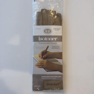 Isotoner Therapeutische Handschuhe Offener Finger Camel Größe Große Kompression Schmerzlinderung Bild 7