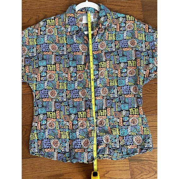 Vintage Esprit Abstract Geometric Print Button Do… - image 5