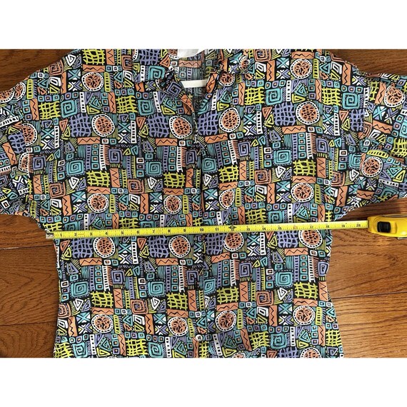 Vintage Esprit Abstract Geometric Print Button Do… - image 4