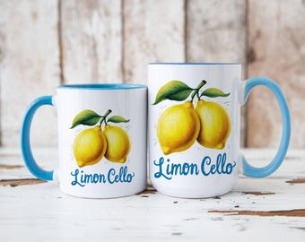 Taza de limones, taza italiana de verano, taza de limoncello, taza de fruta de limón, taza de decoración de cocina cítrica, regalo para amantes de la fruta, regalo para amantes de los viajes, regalo para amantes de la comida