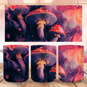 Mushroom Motif Coffee Mug Psychedelic Mushroom Motif Cup Fantasy Mug Gift for Plant Lovers Cup Magical Mushroom Mug  Colorful Mushroom Cup