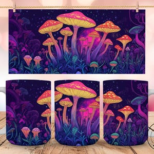 Mushroom Motif Coffee Mug Psychedelic Mushroom Motif Cup Fantasy Art Mug Gift for Plant Lovers Cup Magical Theme Mug Funky Kitchen Decor