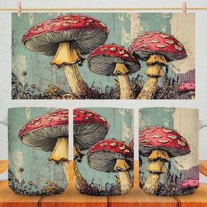 Mushroom Motif Coffee Mug Vintage Mushroom Cup Whimsical Mushroom Mug Garden Lover Gift Nature Lover Gift Magic Mushroom Mug Mushroom Art