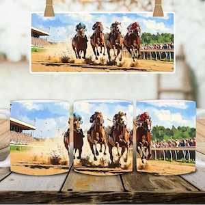Horse Racing Coffee Mug, Horse Racing Gift, Horse Racing Design, Horse Racing Art, Horse Race, Race Horse, Horse Jockey, Horse Racing Mug