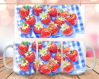 Jordgubbar kaffemugg jordgubbarkopp bärälskare mugg present till mamma present till mormor trädgårdsentusiast mugg Cottagecore-mugg naturälskare
