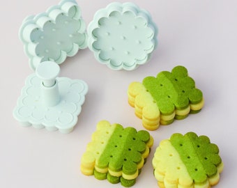 Classic Retro Wavy Border Cookie Set | Square, Rectangle, Circle (Set of 3) | Unique Design