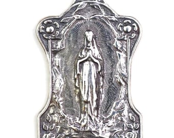Our Lady of Beauraing Bronze Medaille: Handgefertigte Makramee Kette, verstellbares Band