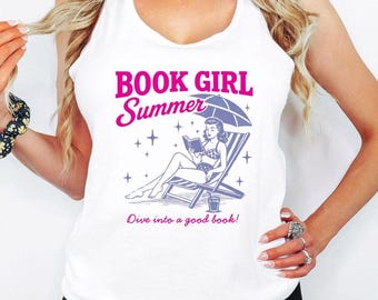Book Girl Racerback Tank Top, Bookish Summer Tank Top, Book Lover Racerback, Vintage Literary Tank, Bookworm Racerback Tank, Bookish Gift