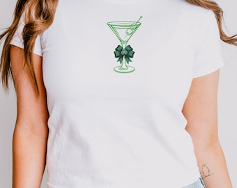 St. Patrick's Day Shamrock Martini Shirt, St. Paddy's Day Baby Tee, Irish Baby Tee shirt, Lucky Baby Tee for Women, Gildan 5000B