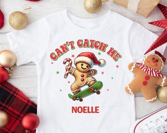 Kids Christmas shirt personalized, Can’t Catch Me Christmas shirt, Kids Funny Christmas shirt, Holiday shirt for kids,  Xmas Toddler shirt