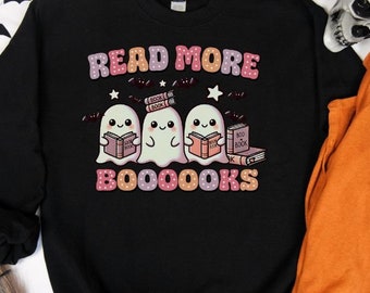 Halloween Sweatshirt, Read more books, Halloween Shirt for Teacher, Halloween teacher sweatshirt, Reading Teacher T, Librarian Halloween Tee