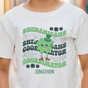 Personalized Kids St. Patrick&#39;s Day Shirt, Shenanigans T-Shirt, St. Paddy&#39;s Tee, Kids Shamrock T-Shirt, Shenanigans coordinator, Toddler Tee