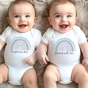 Twins bodysuit, Prayed for One Blessed with Two, Twin mama gift, Twin Babies Gift, Matching Twins, Twins Baby Shower Gift, Baby bodysuit
