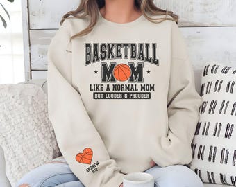 Custom Basketball Mom Sweatshirt, Sports Mom Gift, Basketball Mom Sweatshirt with Kids Name and Number, Gameday Sweatshirt, Gift for Mom