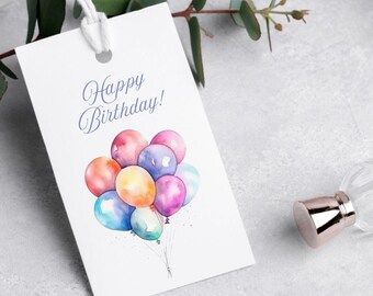 Balloon Birthday Gift Tags (Instant Download)
