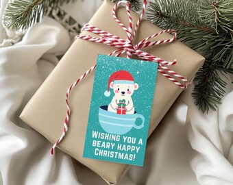 Polar Bear Christmas Gift Tags, Instant Download (PDF)