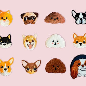 Adorable Dogs Patches Set, Puppy Face Patches, Embroidered Iron On Patch, Cute Pet Patches, High Quality Patch, Gift Idea, DIY