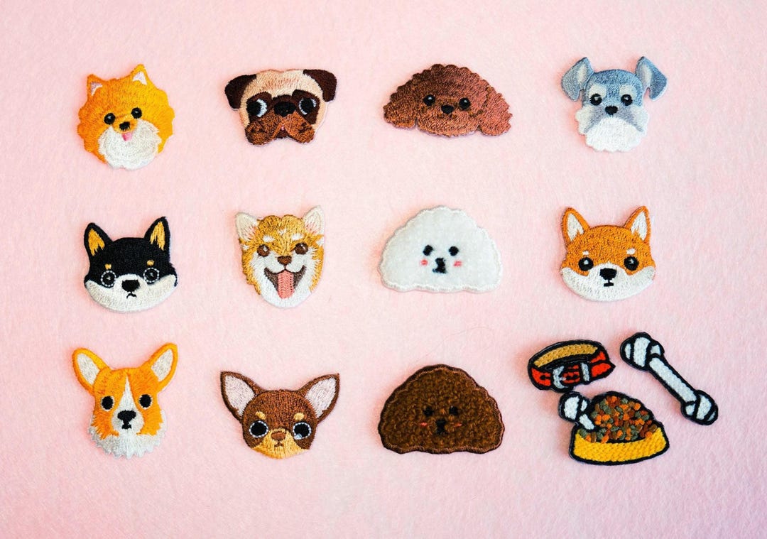 Adorable Dogs Patches Set, Puppy Face Patches, Embroidered Iron on ...