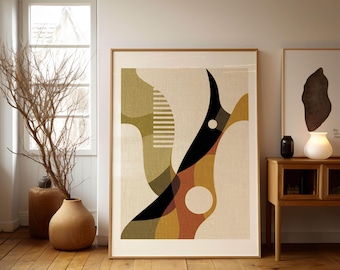 Arte de pared, imprimible, minimalista moderno, colores terracota, beis y marrón, arte abstracto, póster rojo y beis, póster para imprimir.