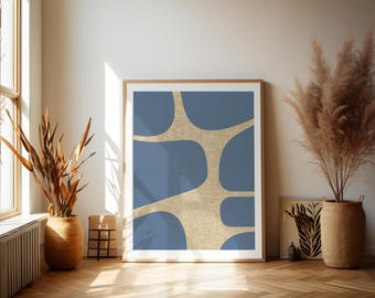 Arte de pared, moderno imprimible, Tonos azul y beige, Arte mural imprimible, Diseño azul y beige, Diseño imprimible, póster minimalista