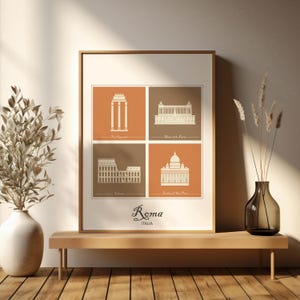 Rome poster, Rome printable art print, wall art, instant download, terracotta and brown, modern design, Rome poster.