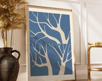 Arte de pared, moderno imprimible, Tonos azul y beige, Arte mural imprimible, Diseño azul y beige, Diseño imprimible, póster minimalista