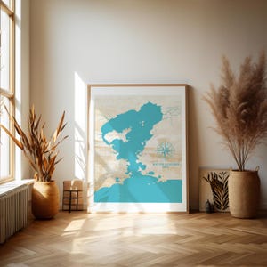 Carte de Rio de Janeiro, Brésil. Carte décorative, carte côtière imprimable, décor nautique, cadeau familial unique, calypso.