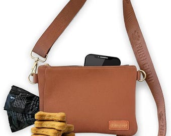 Hondentraktatiezakje crossbodytas, leuke hondenuitlaatzak met dispenser voor poepzakjes, hond moedercadeau, puppytrainingstas