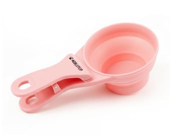 MeasureMate 3-in-1 Pet Food Scoop with Bag Clip - Collapsible Measuring Cup for Dogs & Cats - 1 Cup/8oz Capacity, Dishwasher Safe