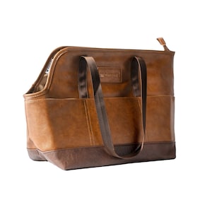 Sac à main en similicuir brun végétalien pour chien, petits chiens, fourre-tout. Mamans chien, papas chiens, Noël, père Noël secret, éléphant blanc, cadeau de vacances